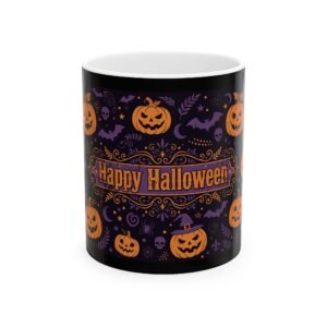 Happy Halloween Mug | Spooky Jack-O’-Lantern Pumpkin Bat Ceramic Coffee Mug