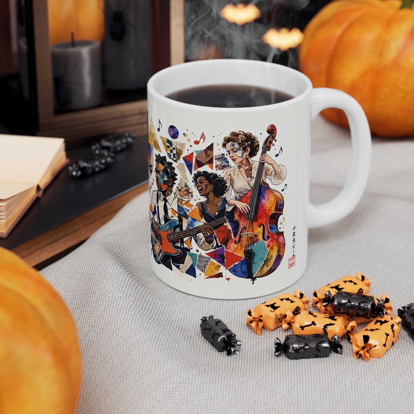 Jazz Collage Art Mug | Abstract Musician Ceramic Coffee Mug - Image 6