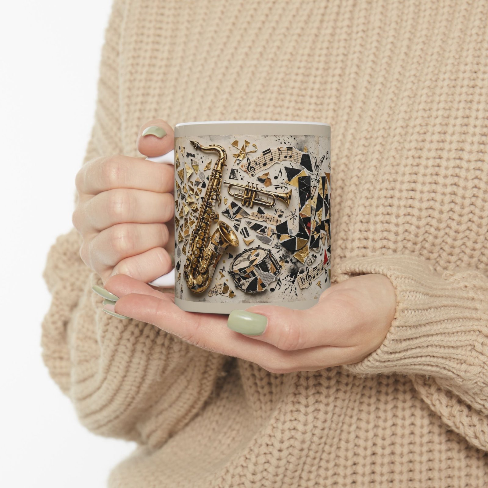 Abstract Jazz Mug | Saxophone Modern Art Ceramic Coffee Mug - Image 7
