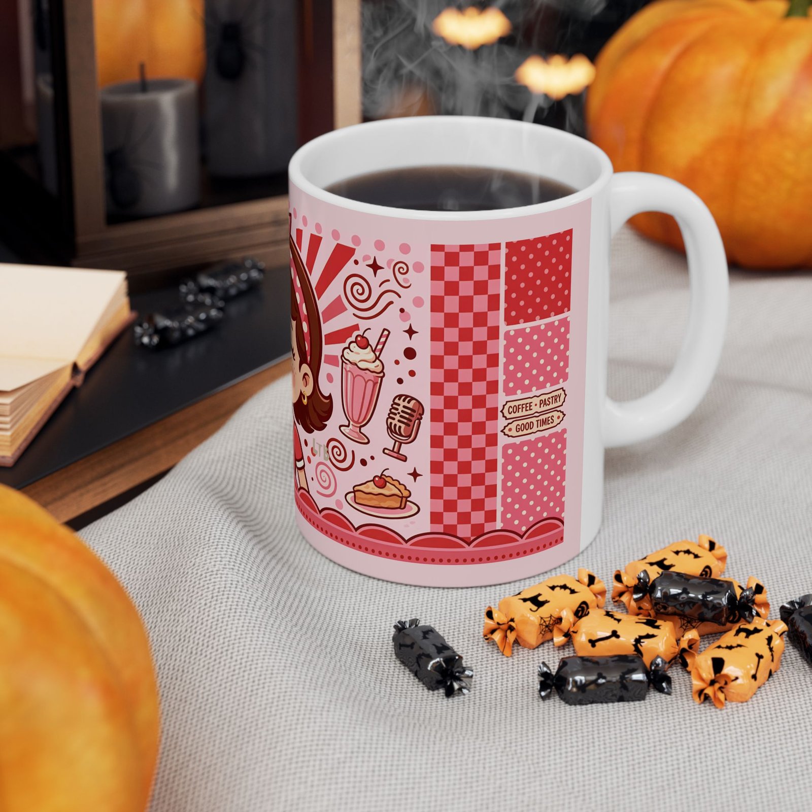 Lucy Coffee Mug | Cute Retro Diner Girl Ceramic Coffee Mug - Image 5