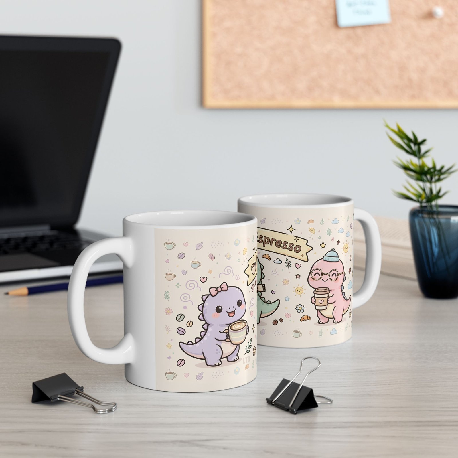Depresso Espresso Cute Dino Mug | Kawaii Dinosaurs Coffee Ceramic Mug - Image 5