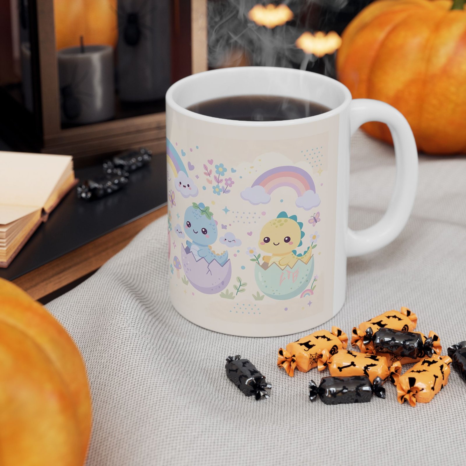 Baby Dinosaur Mug | Cute Kawaii Dino Pastel Rainbow Ceramic Coffee Mug - Image 6