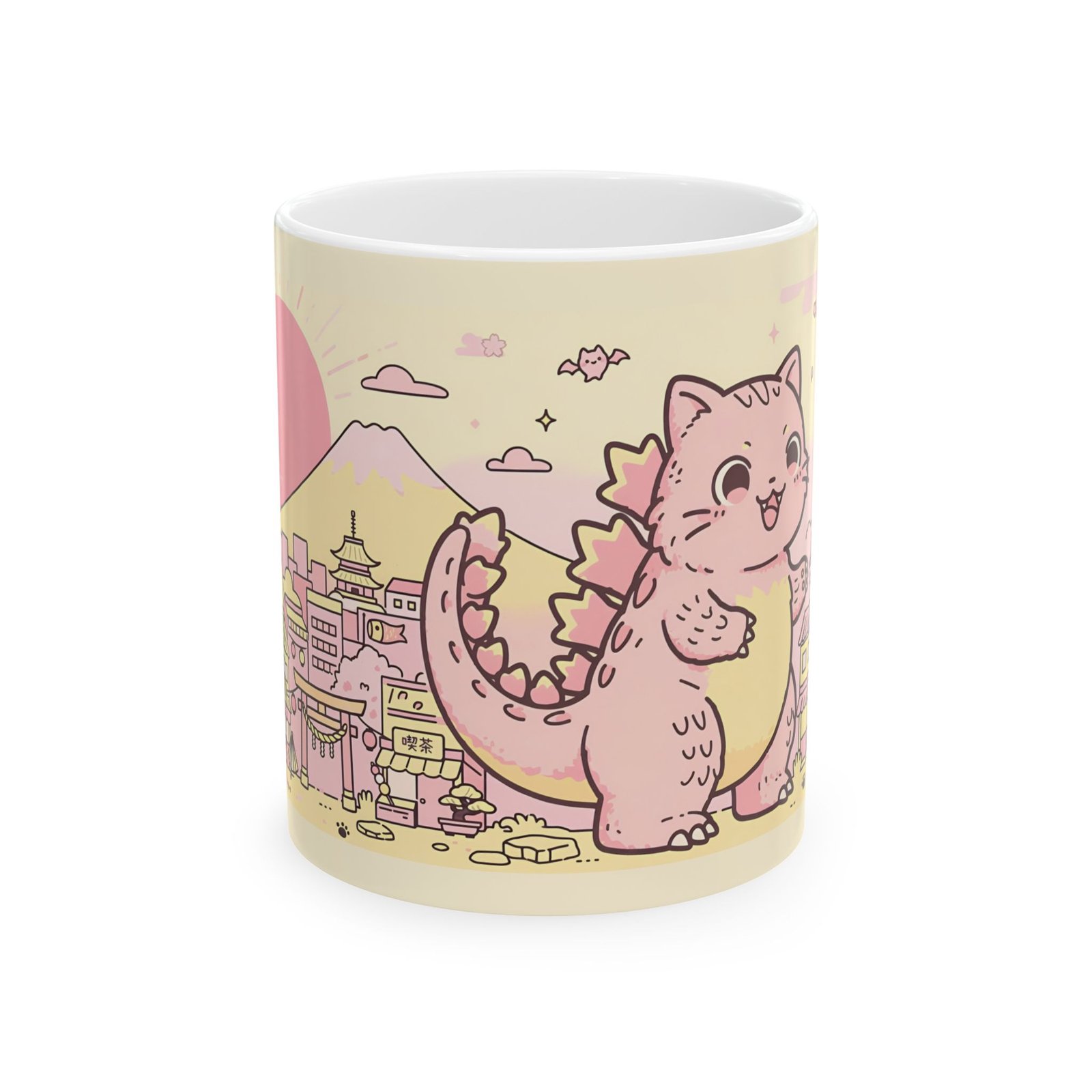Kawaii Cat Monster Mug | Cute Catzilla Kaiju Ceramic Coffee Mug
