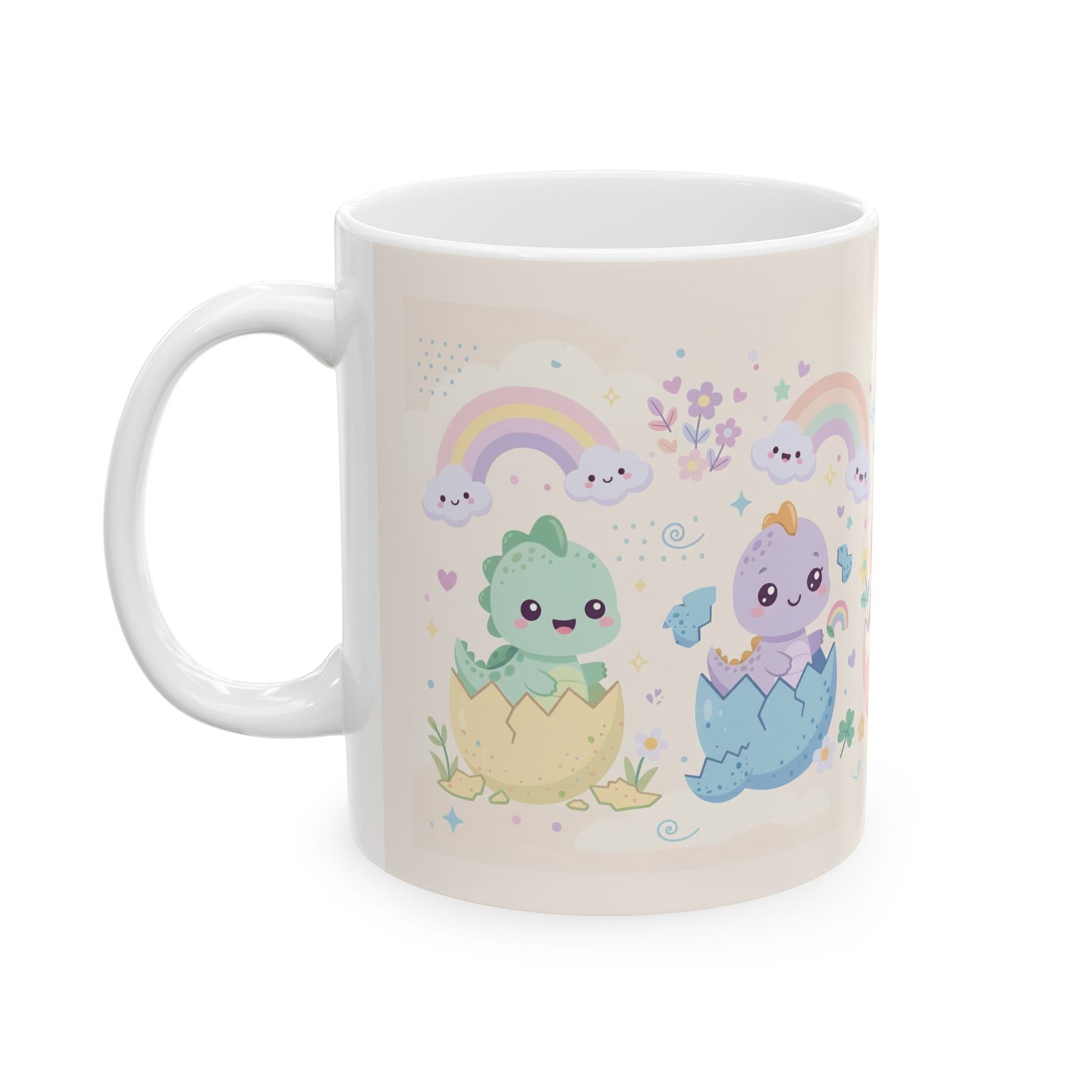Baby Dinosaur Mug | Cute Kawaii Dino Pastel Rainbow Ceramic Coffee Mug - Image 3