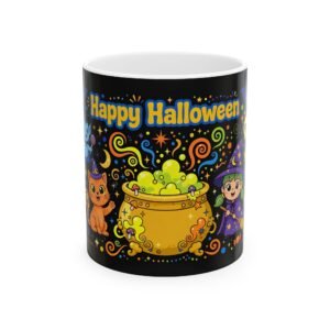 Happy Halloween Cauldron Mug | Cute Witch Ghost Ceramic Coffee Mug
