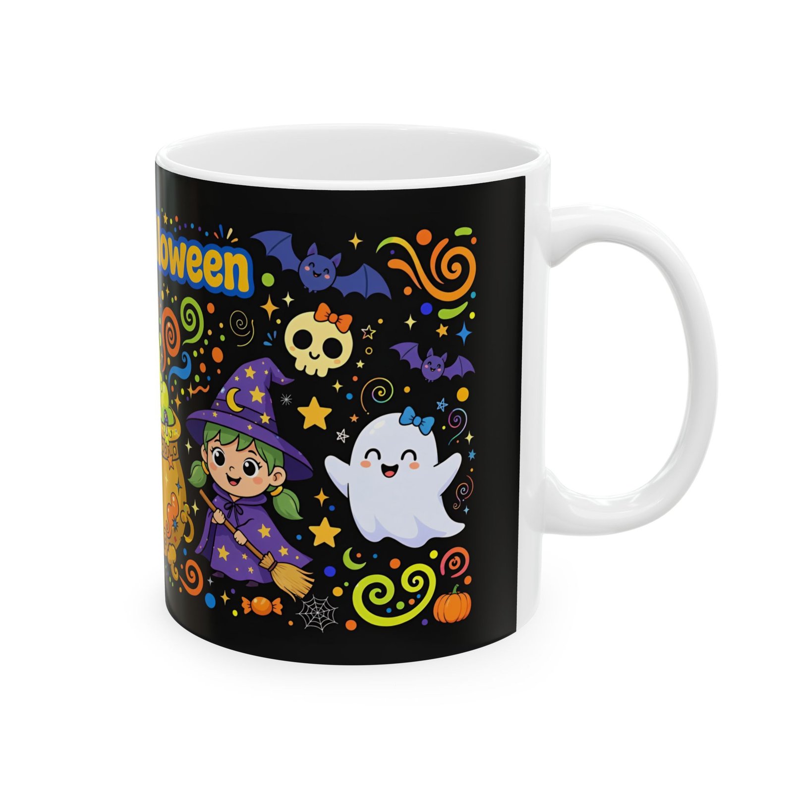 Happy Halloween Cauldron Mug | Cute Witch Ghost Ceramic Coffee Mug - Image 4