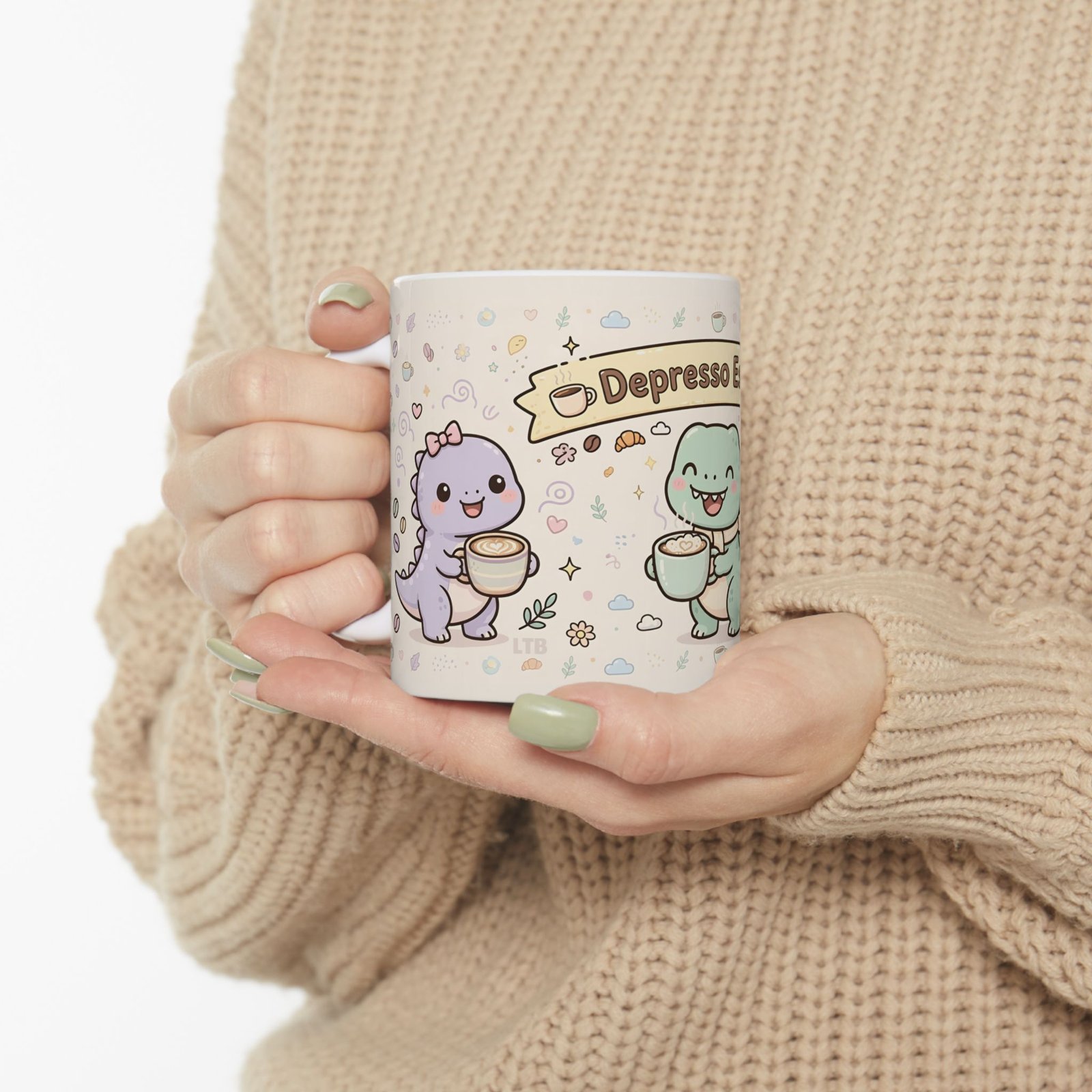 Depresso Espresso Cute Dino Mug | Kawaii Dinosaurs Coffee Ceramic Mug - Image 7